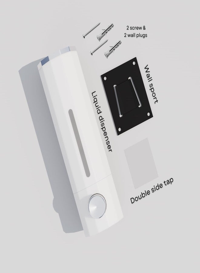 لينير موزع صابون سائل، شامبو، بلسم، غسول لليدين، جل، معقم، مثبت على الحائط، من مادة ABS (500 مل، عبوة من قطعة واحدة) (أسود-أبيض) - Image 4